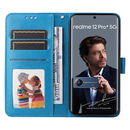 Realme 12 Pro+ Sunflower Embossed Leather Wallet Phone Case with Kickstand and Card Holder