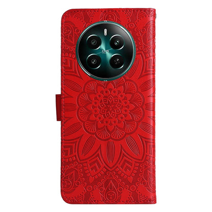 Realme 12+ Sunflower Embossed Leather Wallet Phone Case with Kickstand and Card Holder