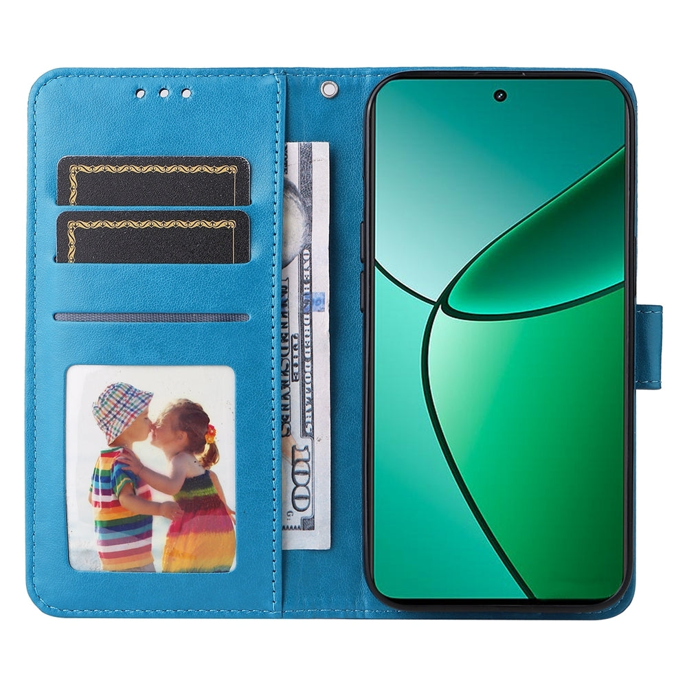 Realme 12+ Sunflower Embossed Leather Wallet Phone Case with Kickstand and Card Holder