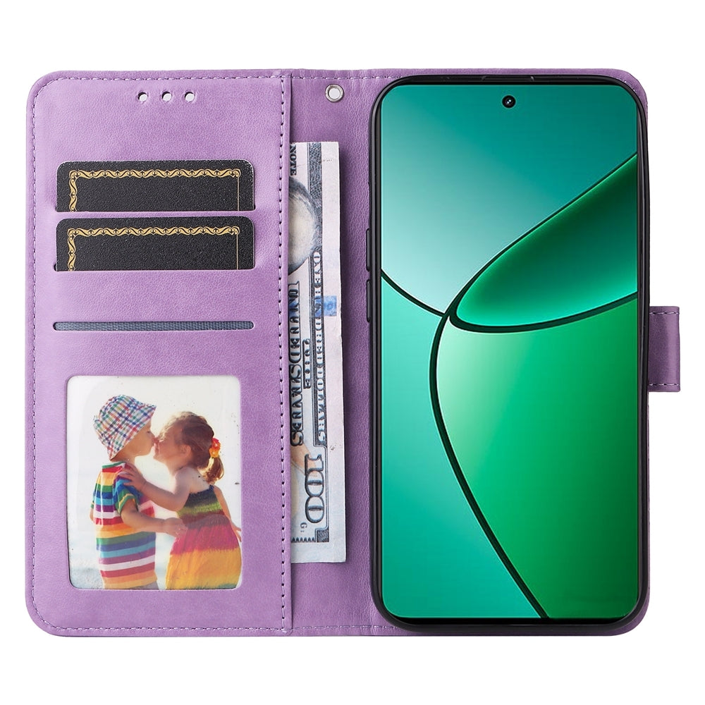 Realme 12+ Sunflower Embossed Leather Wallet Phone Case with Kickstand and Card Holder