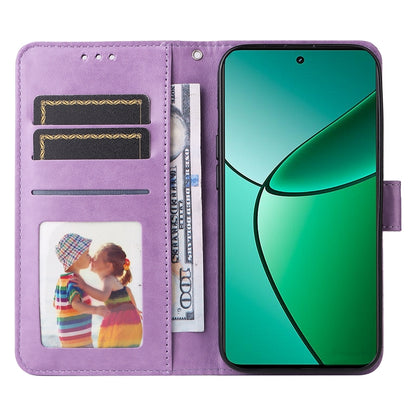 Realme 12+ Sunflower Embossed Leather Wallet Phone Case with Kickstand and Card Holder