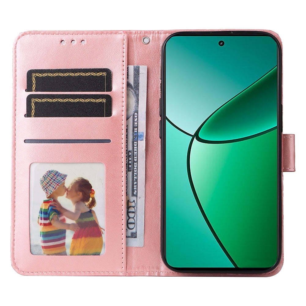 Realme 12+ Sunflower Embossed Leather Wallet Phone Case with Kickstand and Card Holder