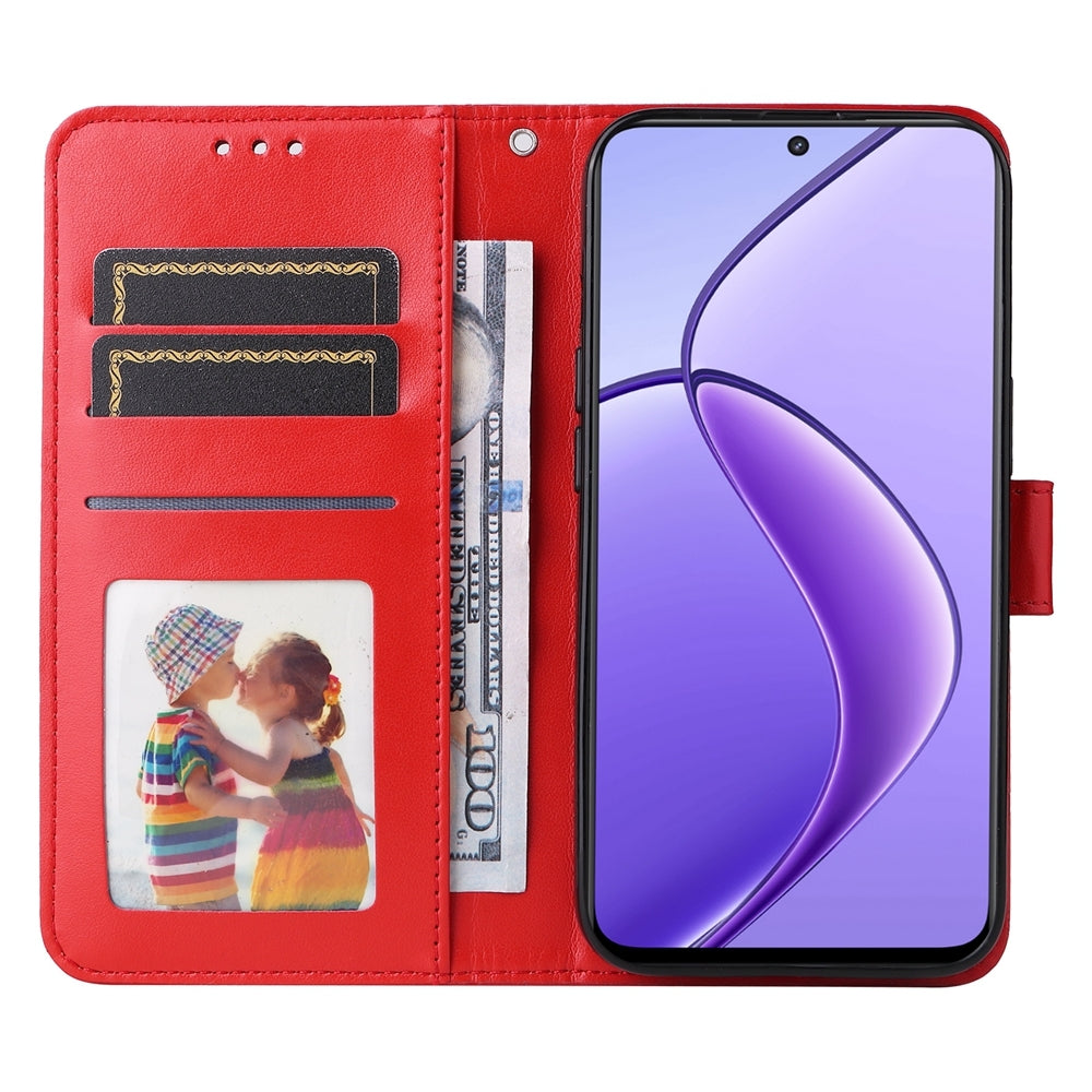 Realme 12 5G Sunflower Embossed Leather Wallet Phone Case with Kickstand and Card Holder