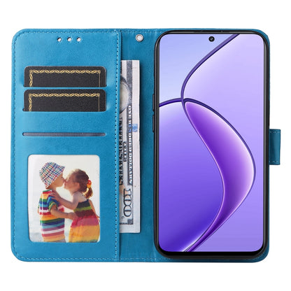 Realme 12 5G Sunflower Embossed Leather Wallet Phone Case with Kickstand and Card Holder