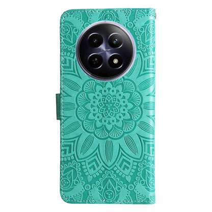 Realme 12 5G Sunflower Embossed Leather Wallet Phone Case with Kickstand and Card Holder