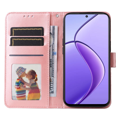 Realme 12 5G Sunflower Embossed Leather Wallet Phone Case with Kickstand and Card Holder