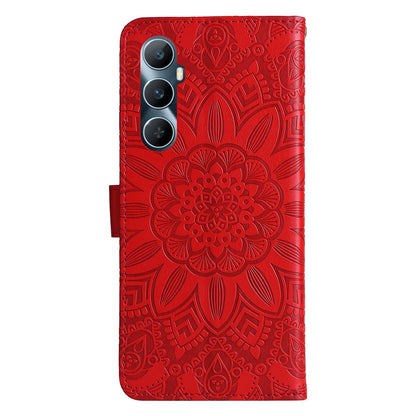 Realme C65 4G Sunflower Embossed Leather Wallet Phone Case with Kickstand and Card Holder