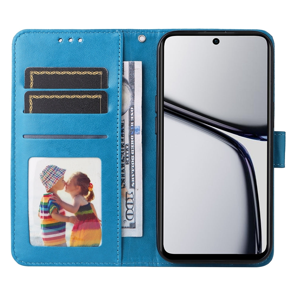 Realme C65 4G Sunflower Embossed Leather Wallet Phone Case with Kickstand and Card Holder