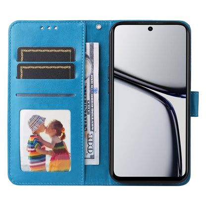 Realme C65 4G Sunflower Embossed Leather Wallet Phone Case with Kickstand and Card Holder