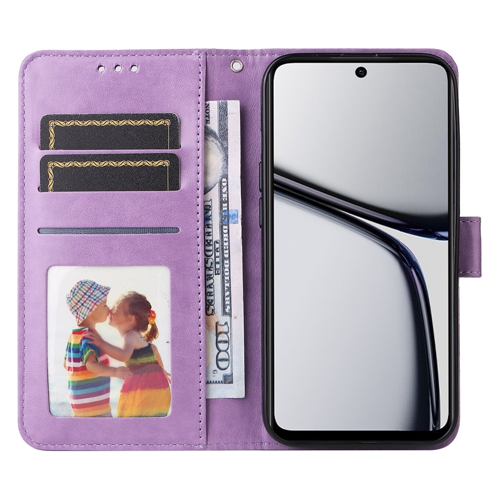 Realme C65 4G Sunflower Embossed Leather Wallet Phone Case with Kickstand and Card Holder