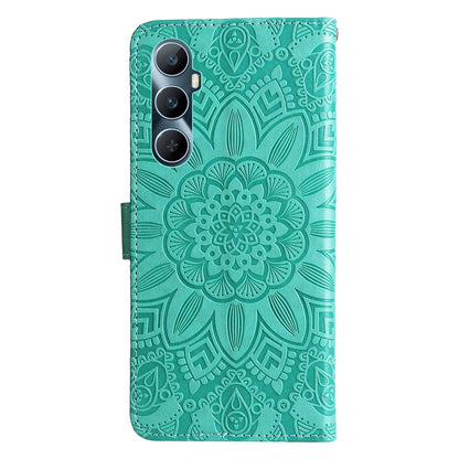 Realme C65 4G Sunflower Embossed Leather Wallet Phone Case with Kickstand and Card Holder