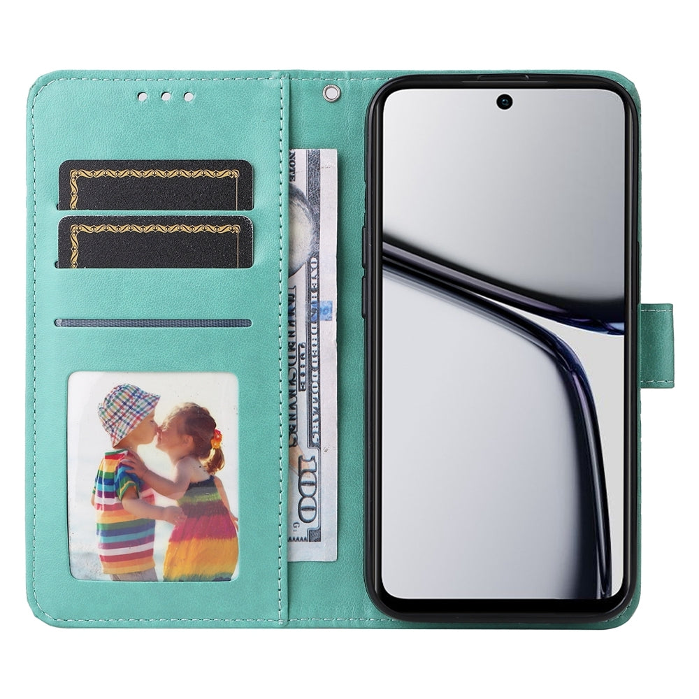 Realme C65 4G Sunflower Embossed Leather Wallet Phone Case with Kickstand and Card Holder