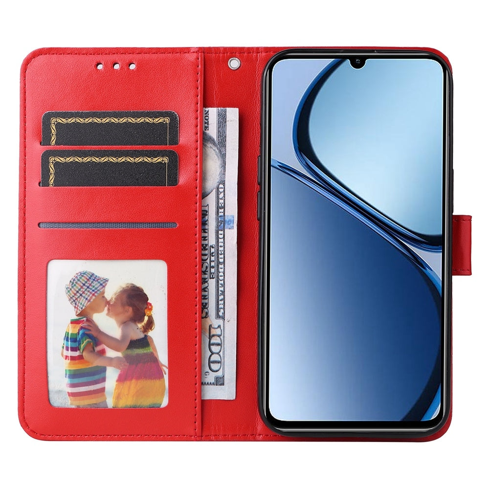 Realme Note 60 Sunflower Embossed Leather Wallet Phone Case with Kickstand and Card Holder