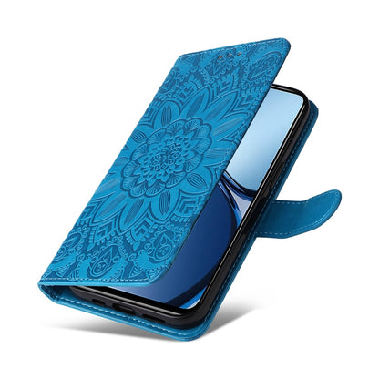 Realme Note 60 Sunflower Embossed Leather Wallet Phone Case with Kickstand and Card Holder