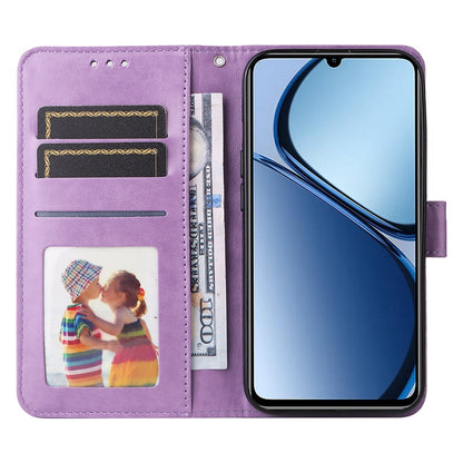 Realme Note 60 Sunflower Embossed Leather Wallet Phone Case with Kickstand and Card Holder