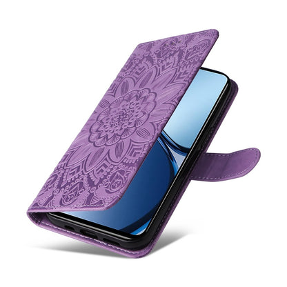 Realme Note 60 Sunflower Embossed Leather Wallet Phone Case with Kickstand and Card Holder