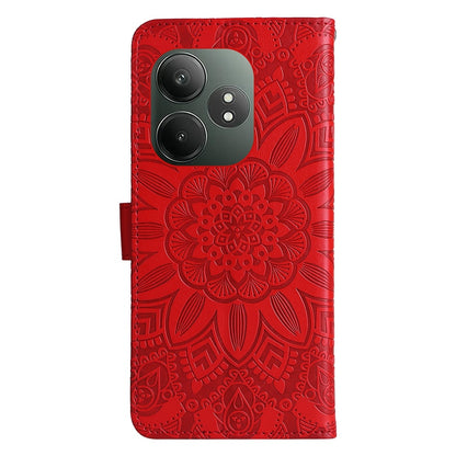 Realme GT Neo6 SE Sunflower Embossed Leather Wallet Phone Case with Kickstand and Card Holder