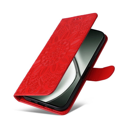 Realme GT 6 Sunflower Embossed Leather Wallet Phone Case with Kickstand and Card Holder