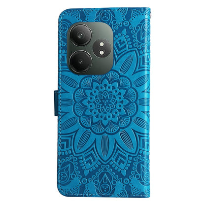 Realme GT Neo6 SE Sunflower Embossed Leather Wallet Phone Case with Kickstand and Card Holder