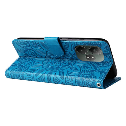 Realme GT 6 Sunflower Embossed Leather Wallet Phone Case with Kickstand and Card Holder