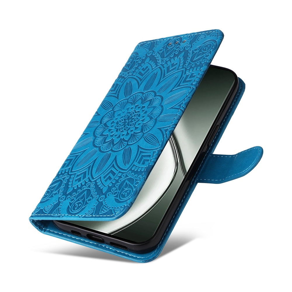 Realme GT Neo6 SE Sunflower Embossed Leather Wallet Phone Case with Kickstand and Card Holder