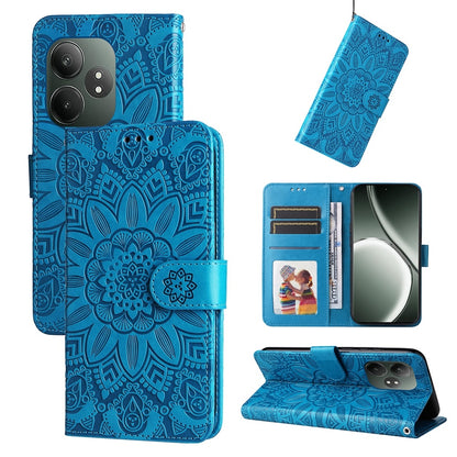 Realme GT Neo6 SE Sunflower Embossed Leather Wallet Phone Case with Kickstand and Card Holder