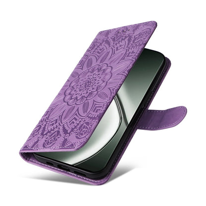 Realme GT 6 Sunflower Embossed Leather Wallet Phone Case with Kickstand and Card Holder