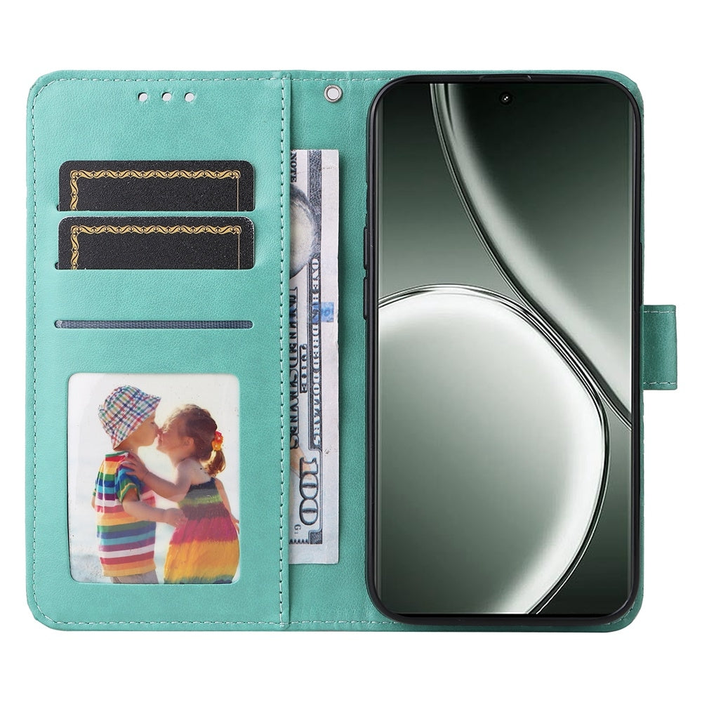 Realme GT 6 Sunflower Embossed Leather Wallet Phone Case with Kickstand and Card Holder