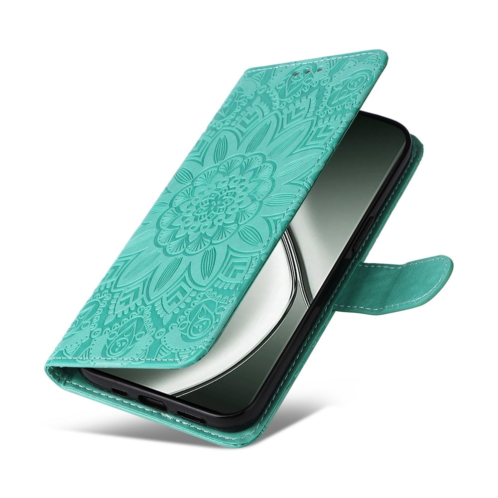 Realme GT Neo6 SE Sunflower Embossed Leather Wallet Phone Case with Kickstand and Card Holder