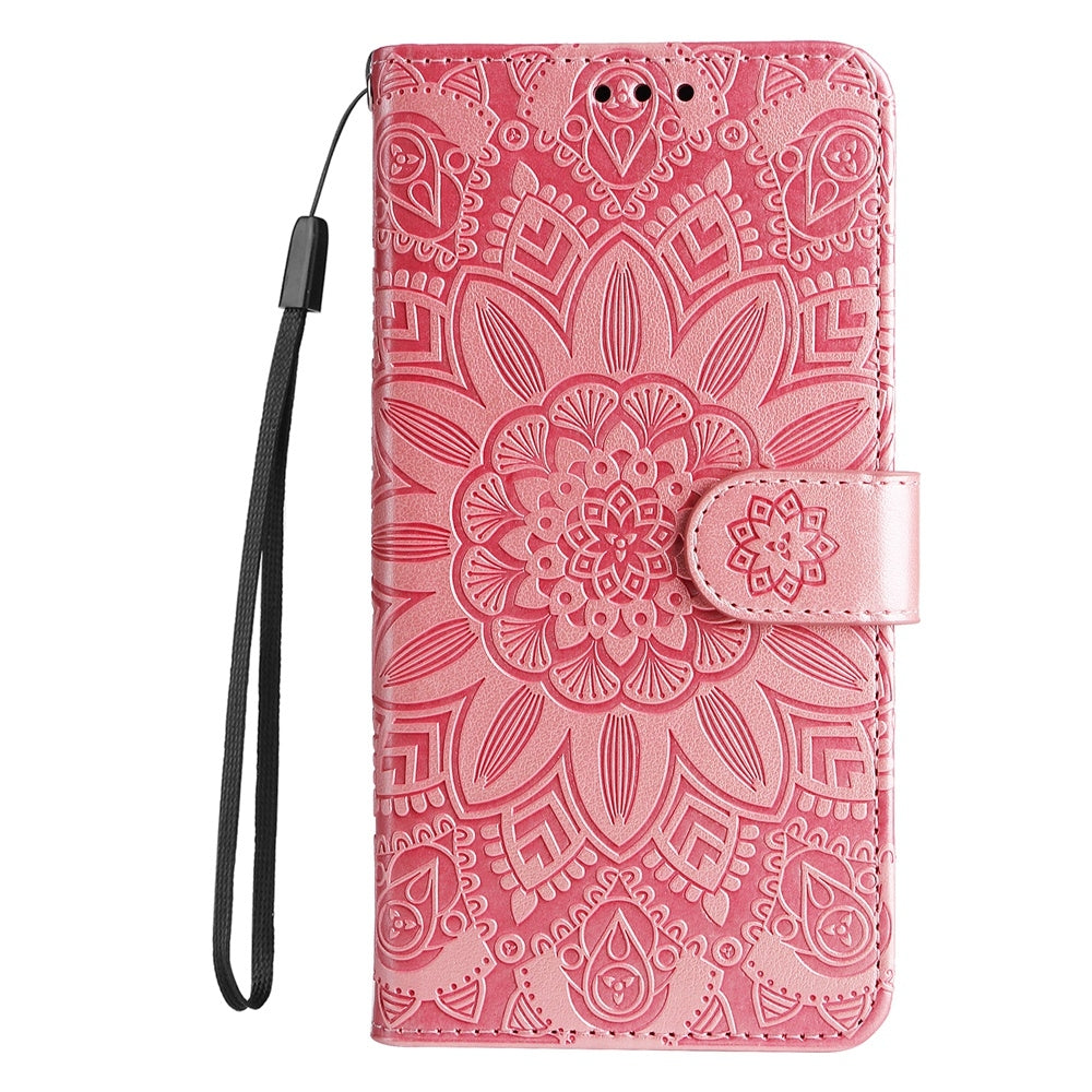 Realme GT 6 Sunflower Embossed Leather Wallet Phone Case with Kickstand and Card Holder