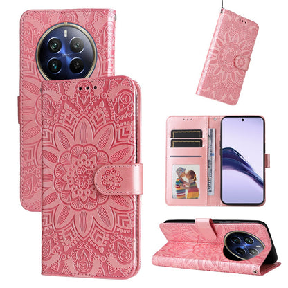 Realme P1 Pro Global Sunflower Embossed Leather Wallet Phone Case with Kickstand and Card Holder