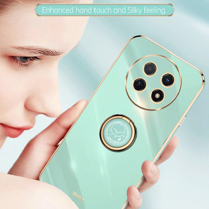 Huawei Enjoy 60X Tough TPU Phone Case with 6D Electroplate, Straight Edge Design, and Comfortable Ring Holder