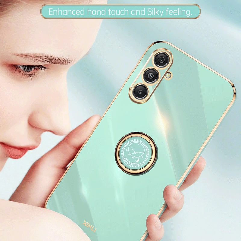 Samsung Galaxy S23 FE 5G Tough TPU Phone Case with 6D Electroplate, Straight Edge Design, and Comfortable Ring Holder