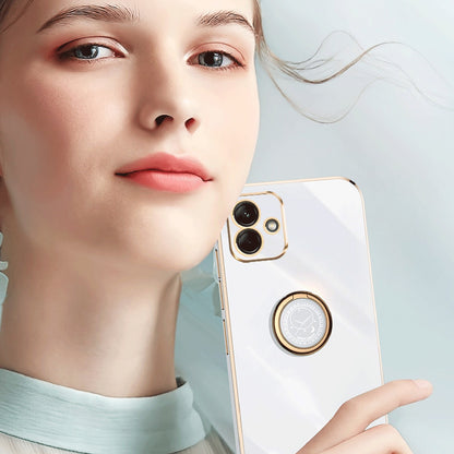 Samsung Galaxy A05 Tough TPU Phone Case with 6D Electroplate, Straight Edge Design, and Comfortable Ring Holder