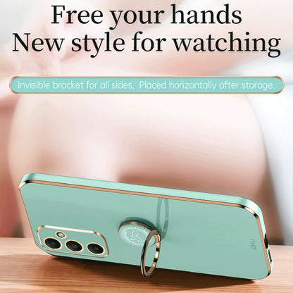 Samsung Galaxy A05s Tough TPU Phone Case with 6D Electroplate, Straight Edge Design, and Comfortable Ring Holder