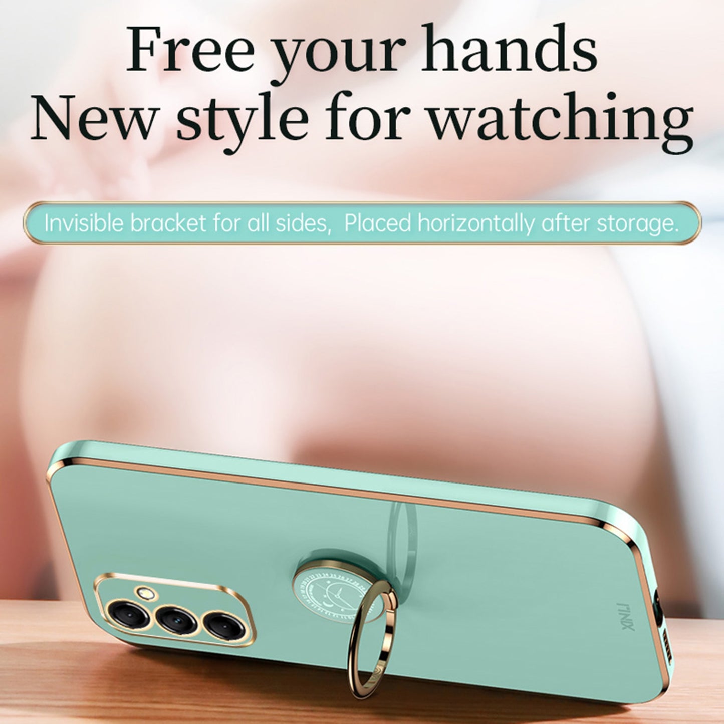 Samsung Galaxy A15 Tough TPU Phone Case with 6D Electroplate, Straight Edge Design, and Comfortable Ring Holder