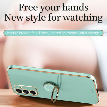 Samsung Galaxy A15 Tough TPU Phone Case with 6D Electroplate, Straight Edge Design, and Comfortable Ring Holder