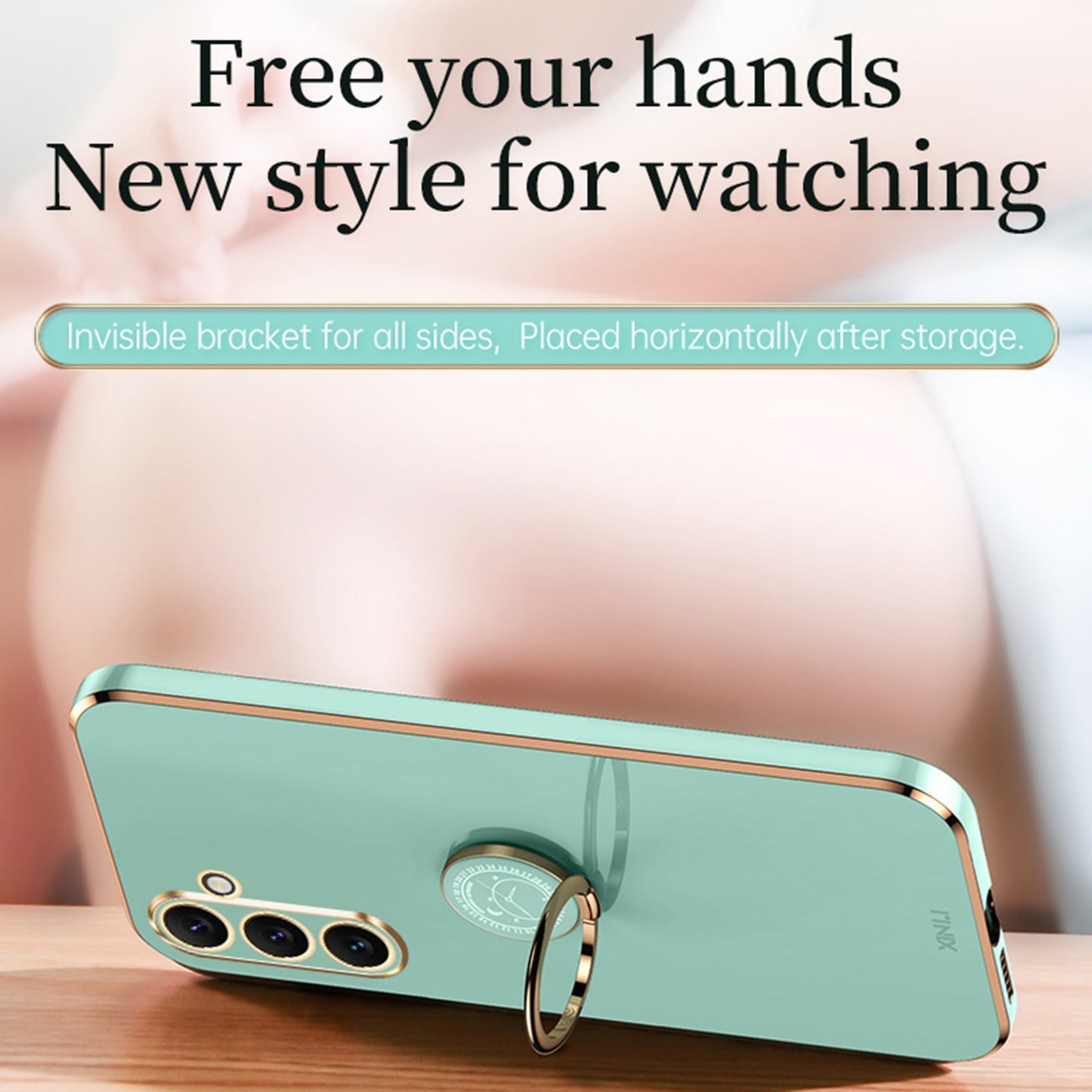 Samsung Galaxy A25 5G Tough TPU Phone Case with 6D Electroplate, Straight Edge Design, and Comfortable Ring Holder