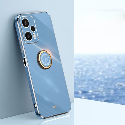 Xiaomi Redmi Note 12 Turbo Tough TPU Phone Case with 6D Electroplate, Straight Edge Design, and Comfortable Ring Holder