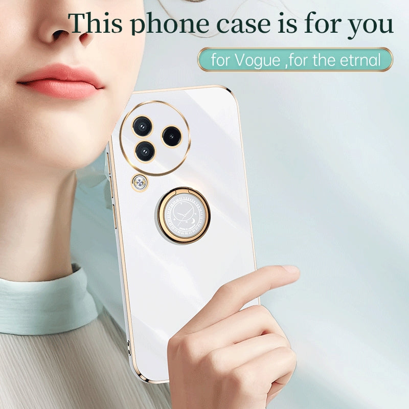 Xiaomi Civi 3 5G Tough TPU Phone Case with 6D Electroplate, Straight Edge Design, and Comfortable Ring Holder