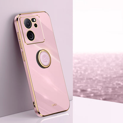 Xiaomi Redmi K60 Ultra Tough TPU Phone Case with 6D Electroplate, Straight Edge Design, and Comfortable Ring Holder