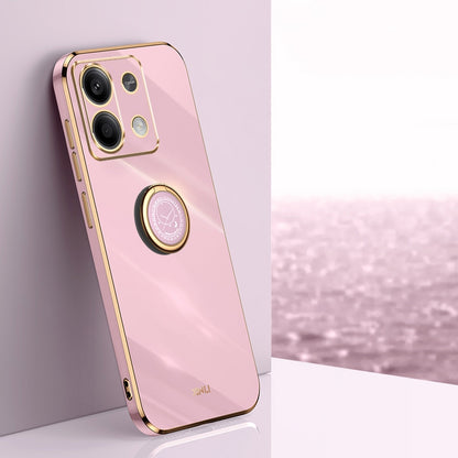 Xiaomi Redmi Note 13 Pro 4G Tough TPU Phone Case with 6D Electroplate, Straight Edge Design, and Comfortable Ring Holder