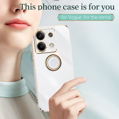 Xiaomi Redmi Note 13 Pro 4G Tough TPU Phone Case with 6D Electroplate, Straight Edge Design, and Comfortable Ring Holder