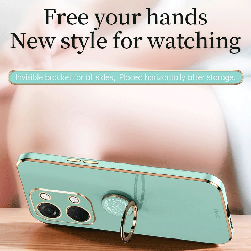 OnePlus Ace 2V Tough TPU Phone Case with 6D Electroplate, Straight Edge Design, and Comfortable Ring Holder