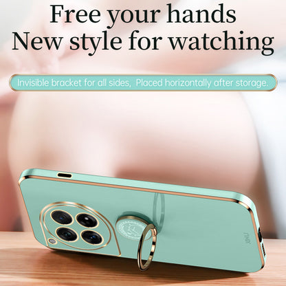 OnePlus 12 Tough TPU Phone Case with 6D Electroplate, Straight Edge Design, and Comfortable Ring Holder