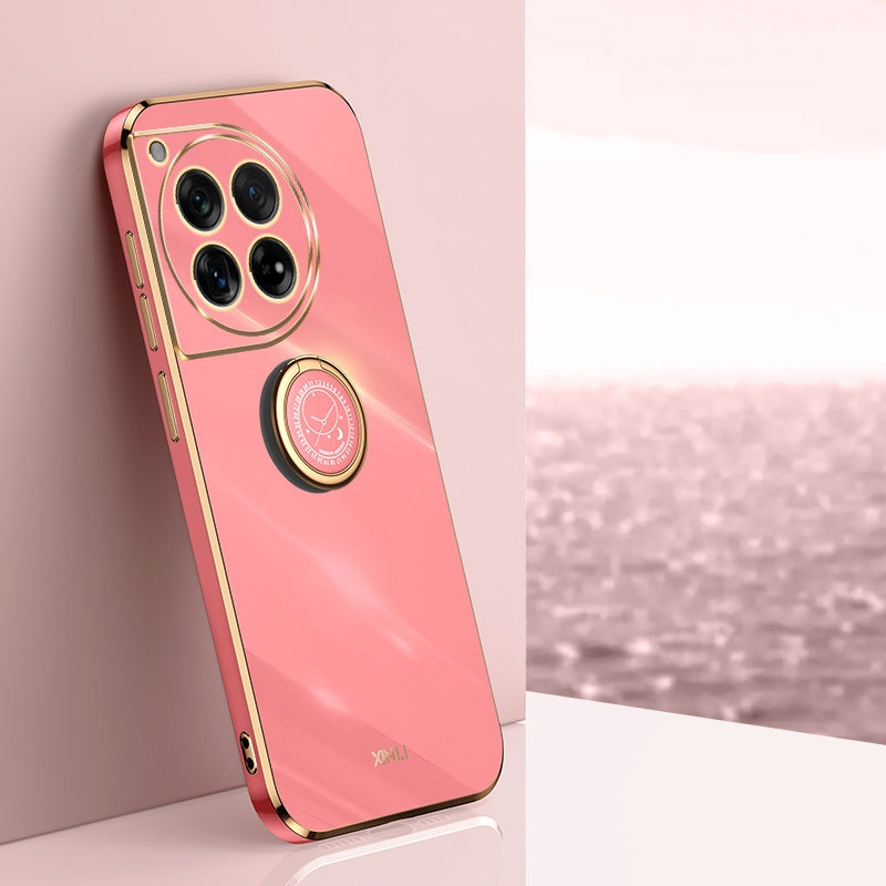 OnePlus 12 Tough TPU Phone Case with 6D Electroplate, Straight Edge Design, and Comfortable Ring Holder