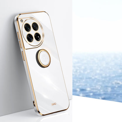 OnePlus 12 Tough TPU Phone Case with 6D Electroplate, Straight Edge Design, and Comfortable Ring Holder