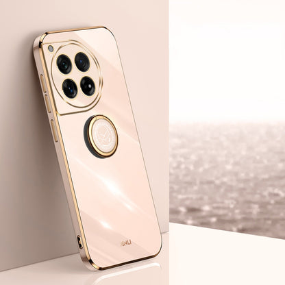 OnePlus 12 Tough TPU Phone Case with 6D Electroplate, Straight Edge Design, and Comfortable Ring Holder