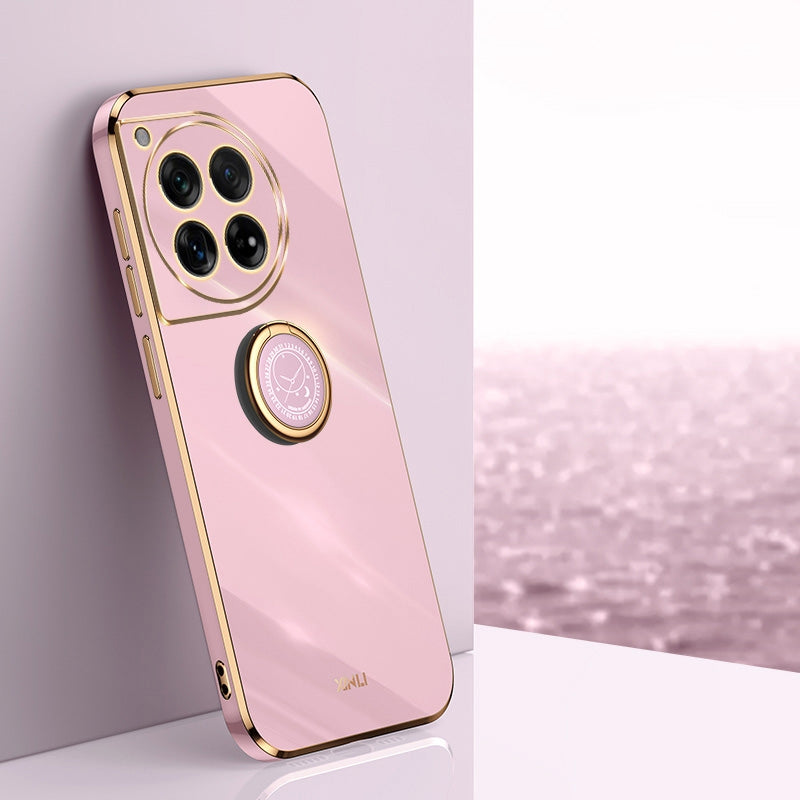 OnePlus Ace 3 Tough TPU Phone Case with 6D Electroplate, Straight Edge Design, and Comfortable Ring Holder