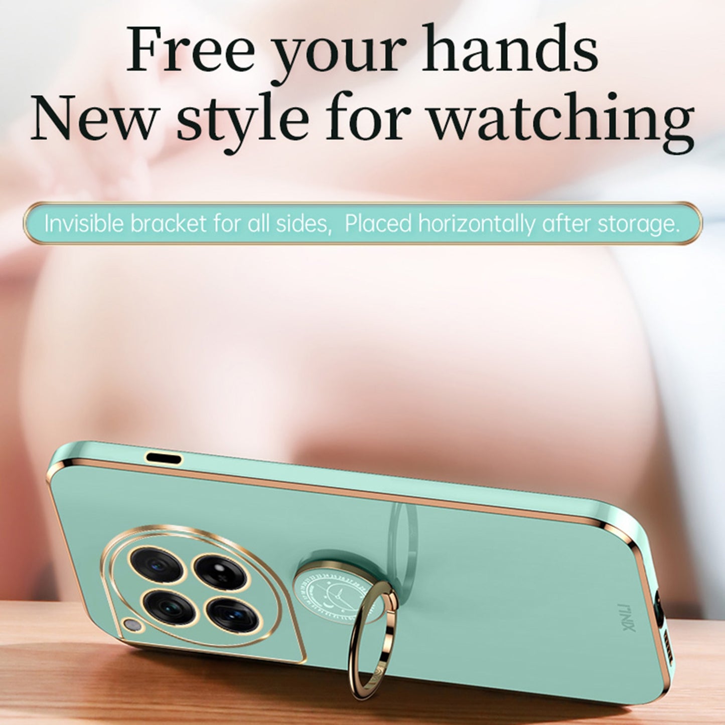 OnePlus Ace 3 Tough TPU Phone Case with 6D Electroplate, Straight Edge Design, and Comfortable Ring Holder